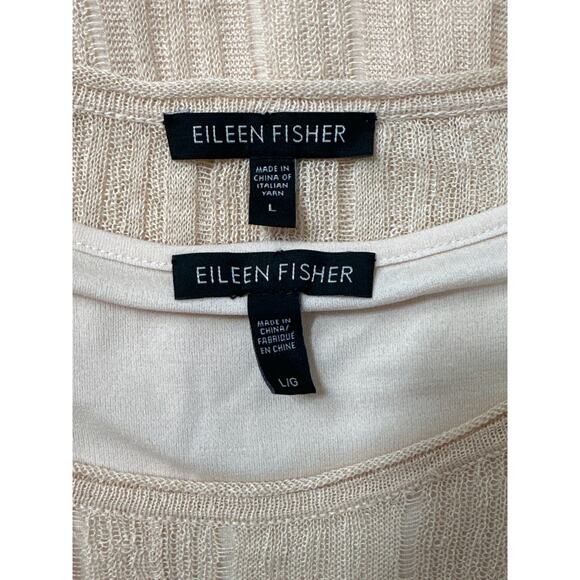 Eileen Fisher Variegated Silk Linen Asymmetrical Tunic Tank Top Lagenlook Size L - Picture 8 of 11